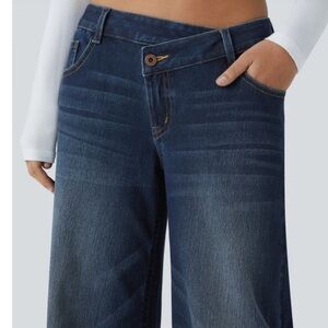 Halara Asymetrical low rise wide leg Jeans- so soft